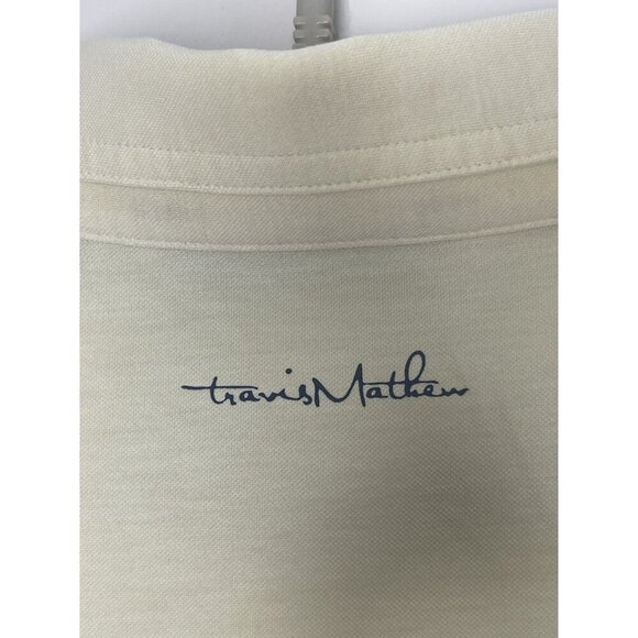 Travis Mathew Men's Size XL Yellow Golf Polo W/ Palm Tree Pocket Accent - Picture 5 of 6